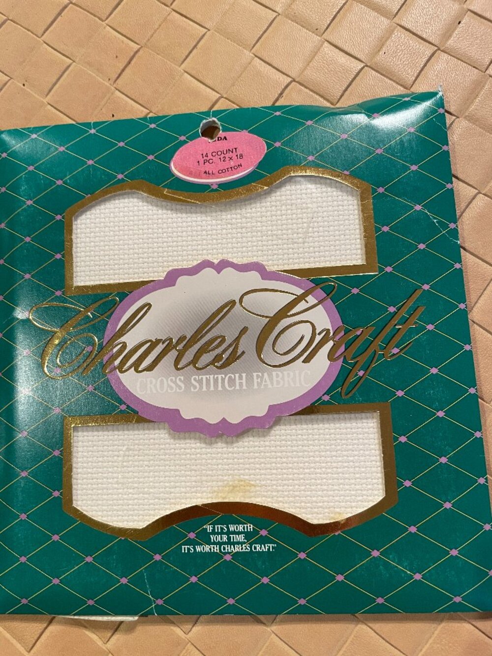 Charles Craft Cross Stitch Aida Fabric 14 Count 12" x 18" Antique White